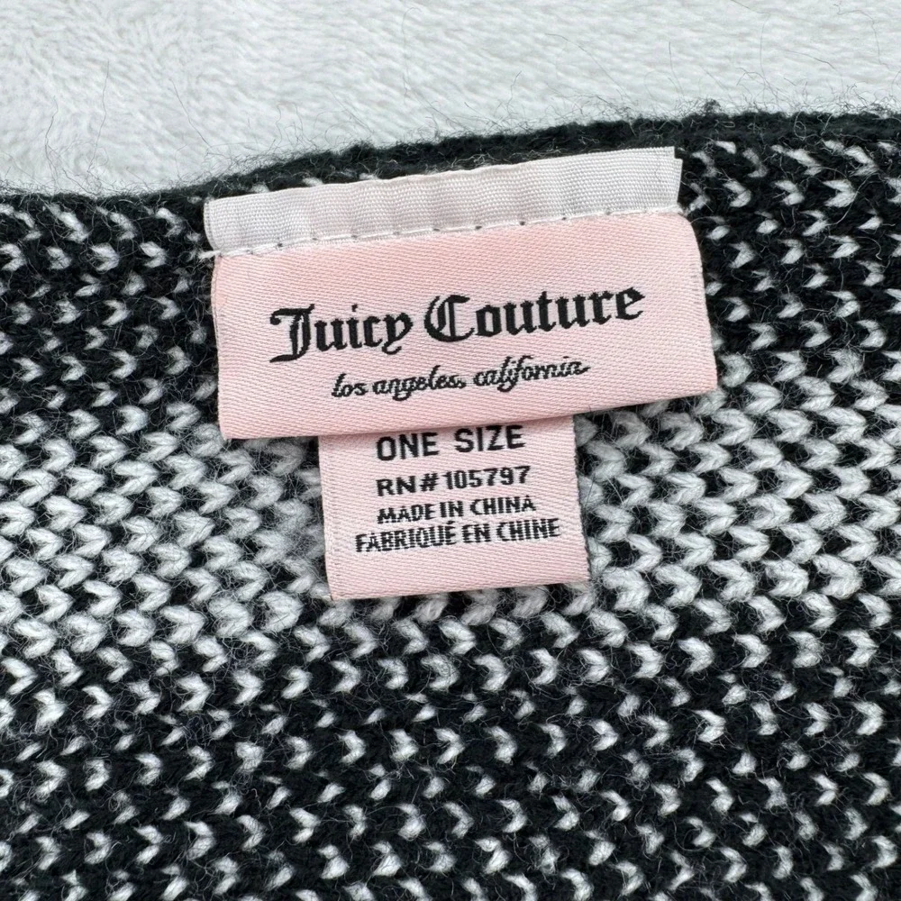 Juicy Couture Scarf Womens OS Black Excellent Knit Logo Intarsia Gothic Y2K